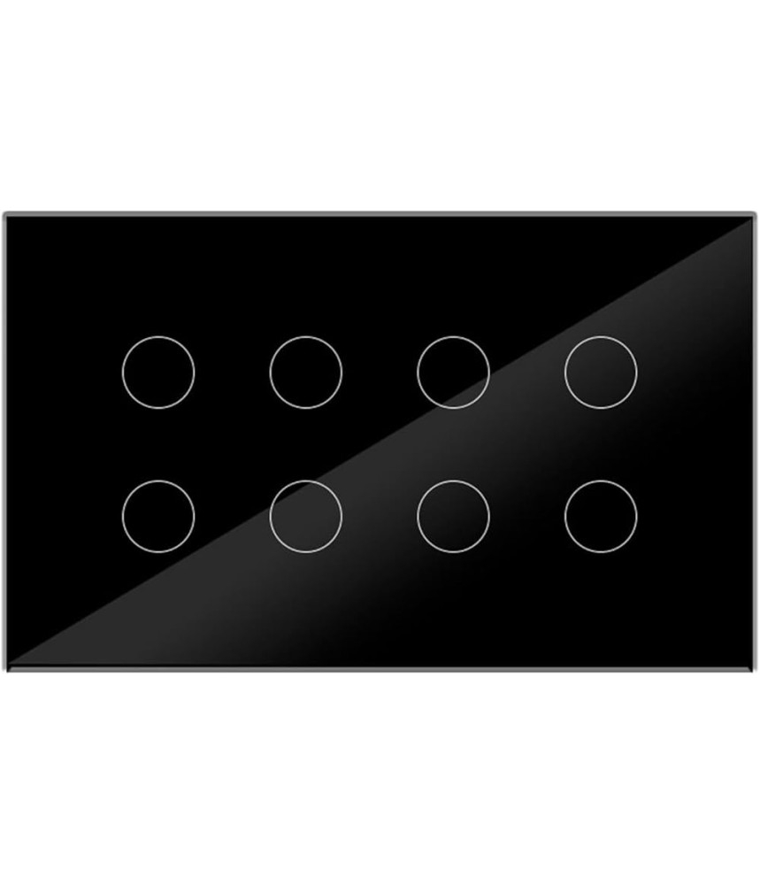 Intrerupator inteligent cu touch Tuya, Life Smart, Wi-Fi, cu sau fara nul, 8 canale, 10A, Sticla securizata, compatibil Amazon Alexa/Google Assistant, Negru @SmartWiz [1]