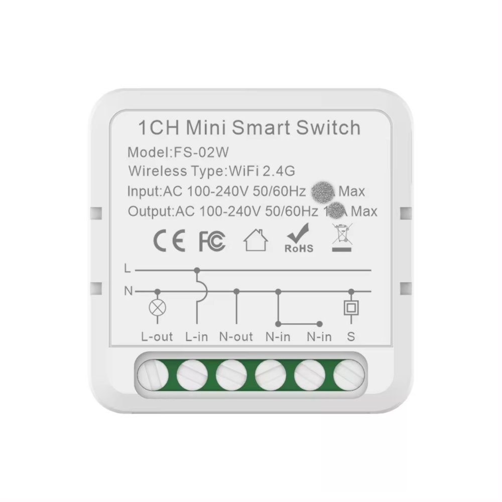 Mini Releu 1 Canal inteligent Wi-Fi, programabil, Compatibil cu app Tuya, Smart Life, Control vocal, Alexa, Amazon, Google Home, 10A @SmartWiz [1]