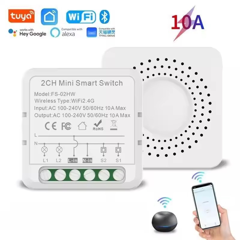 Mini Releu 2 canale, Dimabil banda led, Zigbee, inteligent, programabil, Compatibil cu app Tuya, Smart Life, Control vocal, Alexa, Amazon, Google Home, 10A @SmartWiz [2]