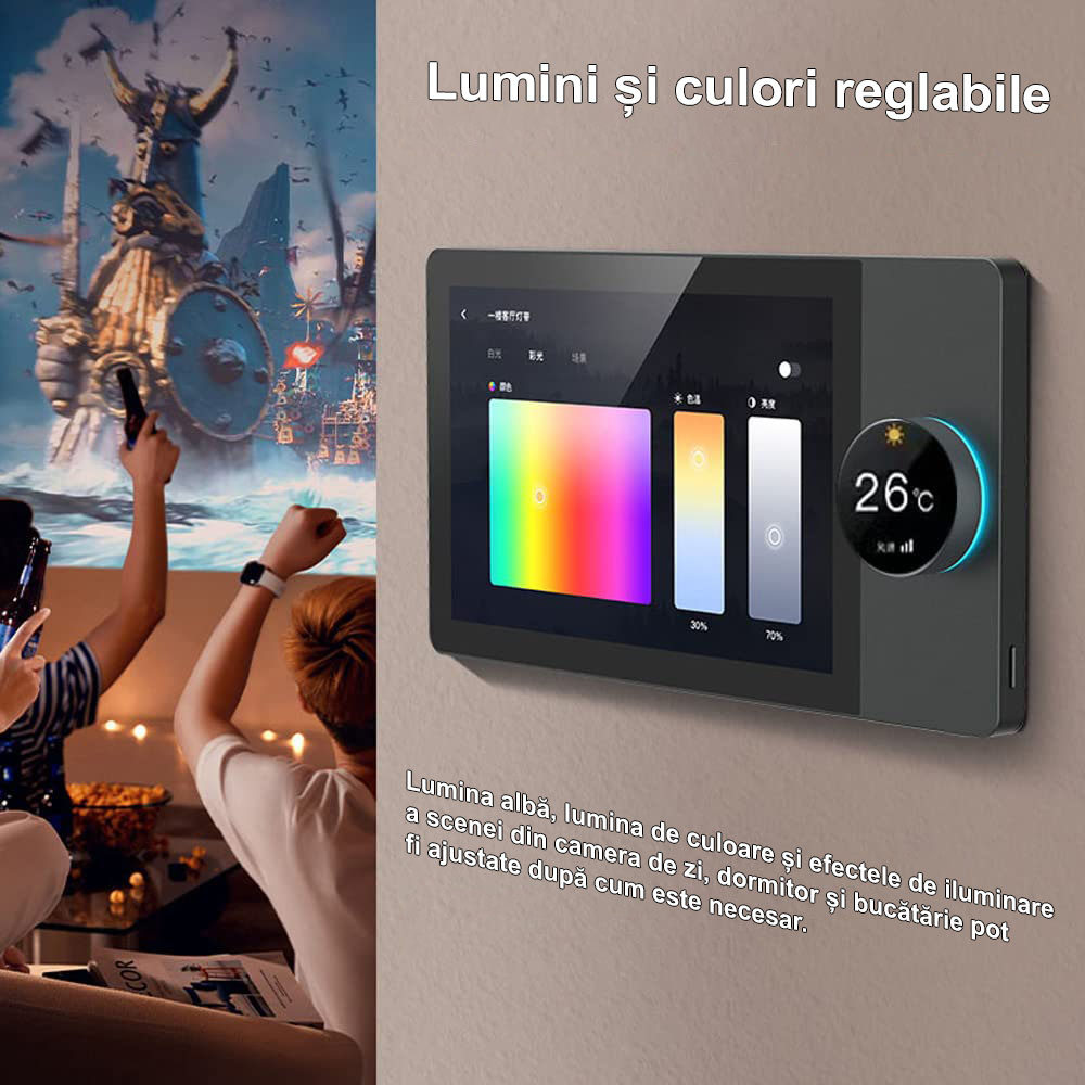 Panou de control/automatizare 7inch, Wi-Fi, Smart Home, Bluetooth, Tuya, ZigBee 3.0, Amazon Alexa, Gateway Hub, Compatibil iOS, Android, Negru [2]