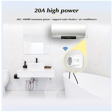 Priza Inteligenta Wi-Fi cu Monitorizare Consum, programabil, Compatibil cu app Tuya, Smart Life, Control vocal, Alexa, Amazon, Google Home, 16A @SmartWiz [3]