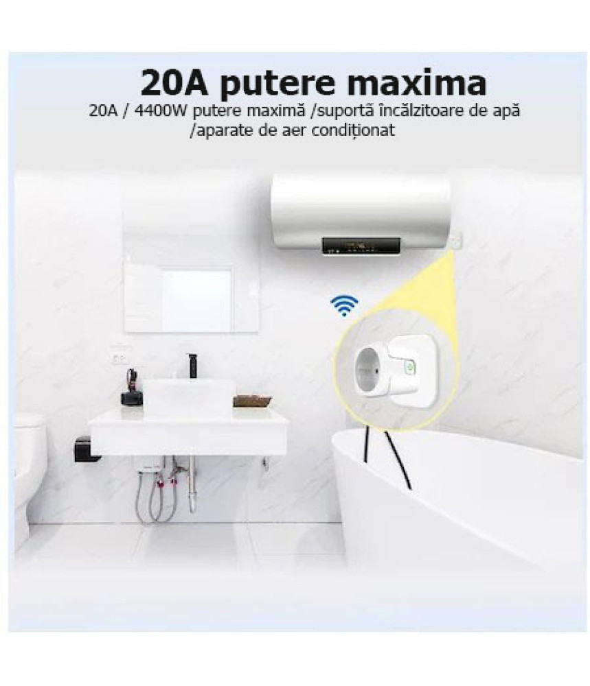 Priza Inteligenta Zigbee Wi-Fi cu Monitorizare Consum, programabil, Compatibil cu app Tuya, Smart Life, Control vocal, Alexa, Amazon, Google Home, 16A @SmartWiz [5]