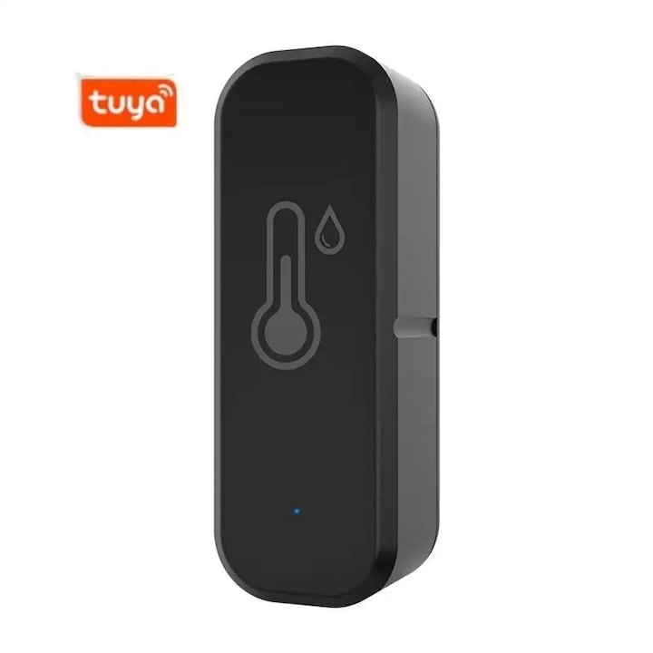 Senzor de temperatura/umiditate, WiFi 2.4G, Compatibil cu Tuya/SmartLife/Alexa/Echo/Google Assistant, negru @SmartWIZ [1]