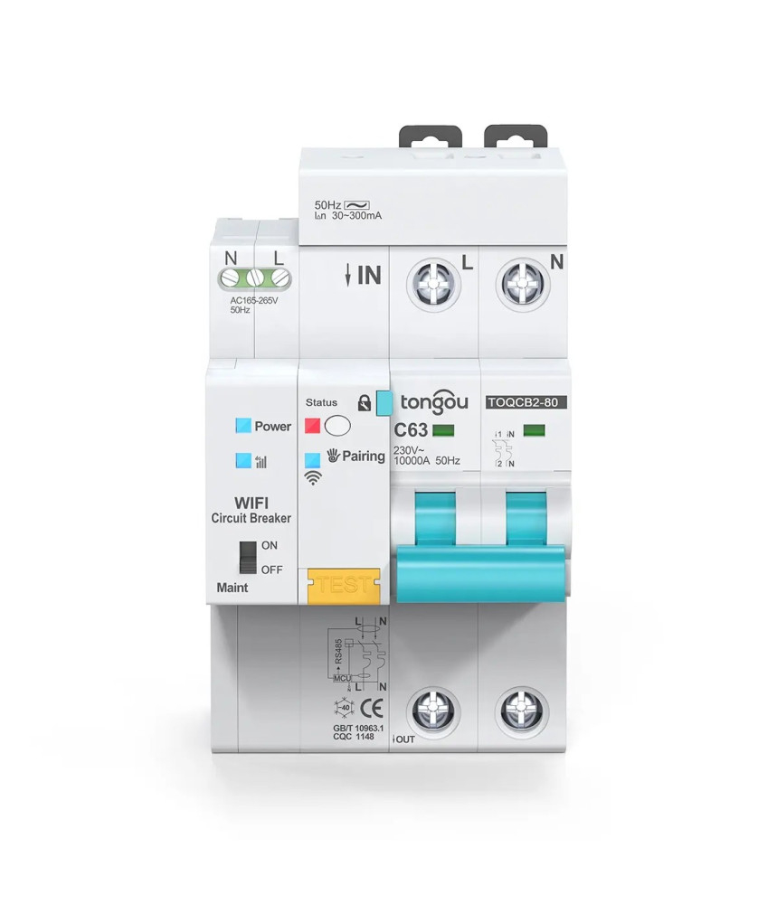Siguranta Automata Inteligenta WiFi, RCBO, Tuya/Smartlife, 2P Poli, 1P+N, Trifazat, 63A, Compatibila Google Home si Alexa @SmatWiz [1]