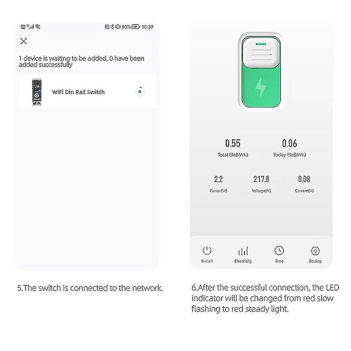 Siguranta Inteligenta, Wi-Fi, 40A, 1P, 1P+N, Monitorizare energie, Protectie Supratensiune, Programare inteligenta, compatibil Tuya, Smart Life APP @SmartWiz [5]