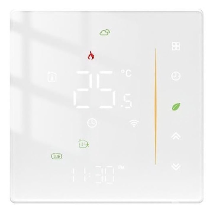 Termostat Inteligent Alb, Centrala, Smart, WIFI, 3-16A, Control prin Aplicatia Tuya, Wireless, Prindere in Doza de Perete, Control Vocal Google Home, Alexa @SmartWiz [1]