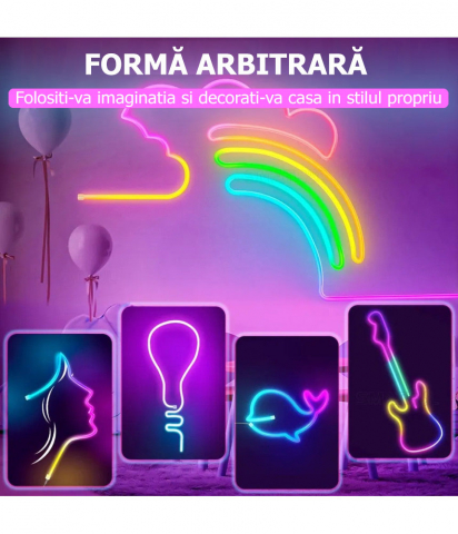 Banda LED Neon RGB inteligenta Tuya, Wi-Fi, sincronizare muzica, IP67, compatibil Alexa/Google Assistant, 5m @SmartWIZ [3]