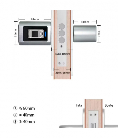 Butuc Inteligent, Marime 70 (30x40), Deschidere cu Amprenta, Cod, Telefon, Cheie, Interior @SmartWIZ [4]