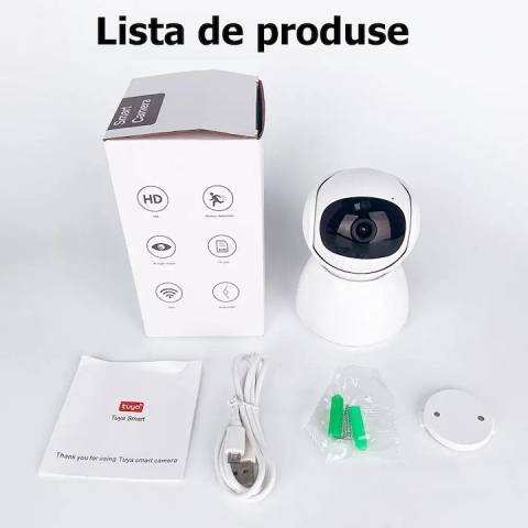 Camera de supraveghere TUYA, Cu Functie Baby Monitor, Si cu Rotire 360 grade, Full HD 1080P, Wireless Audio Video, IP, Night Vision, Detectarea miscarilor, Two-Way Audio @SmartWiz [2]
