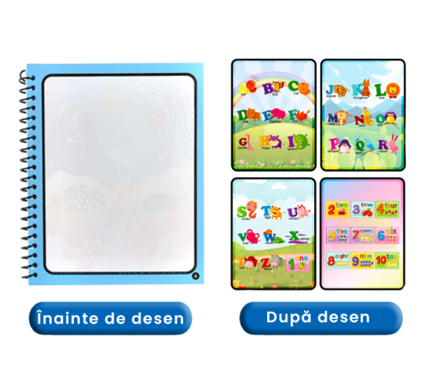 Carte de colorat cu apa Magic Book, Reutilizabila, plina de culori vibrante, Litere si Cifre [5]