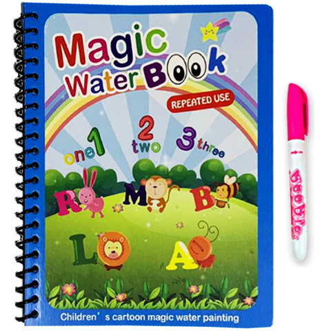 Carti de colorat pe baza de apã - Carte de colorat cu apa Magic Book, Reutilizabila, plina de culori vibrante, Litere si Cifre
