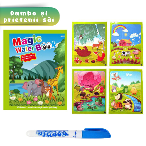 Carte de colorat cu apa Magic Book , Reutilizabila, plina de culori vibrante, Dumbo si prietenii sai [1]