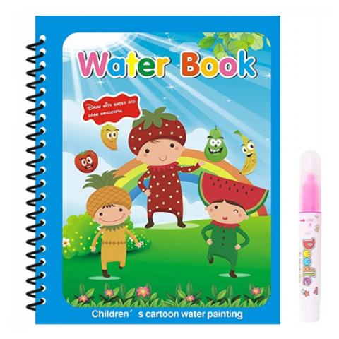 Carti de colorat pe baza de apã - Carte de colorat cu apa Magic Book , Reutilizabila, plina de culori vibrante, Copii si fructe