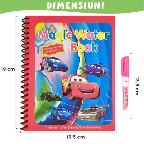 Carte de colorat cu apa Magic Book, Reutilizabila, plina de culori vibrante, Cars [2]