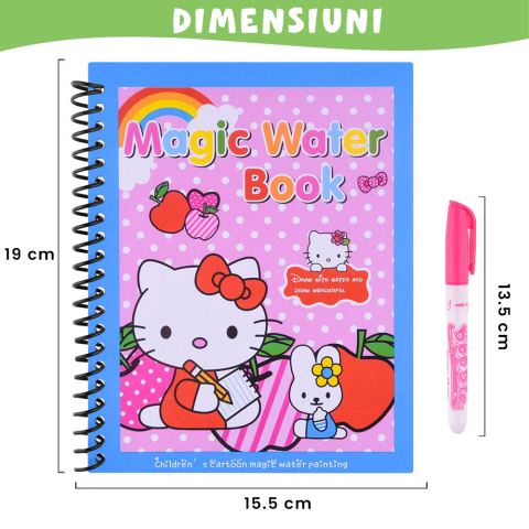 Carte de colorat cu apa Magic Book , Reutilizabila, plina de culori vibrante, Hello Kitty [2]