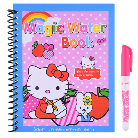 Carti de colorat pe baza de apã - Carte de colorat cu apa Magic Book , Reutilizabila, plina de culori vibrante, Hello Kitty