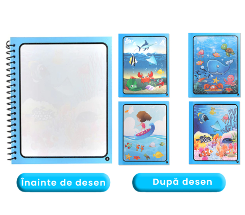 Carte de colorat cu apa Magic Book , Reutilizabila, plina de culori vibrante si animale subacvatice [5]
