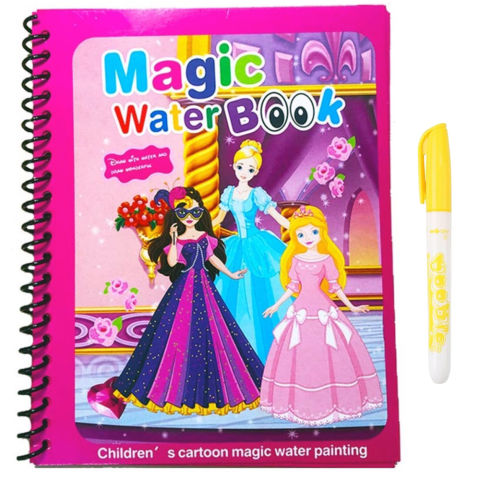 Carti de colorat pe baza de apã - Carte de colorat cu apa Magic Book , Reutilizabila, plina de culori vibrante, Cele 3 printese
