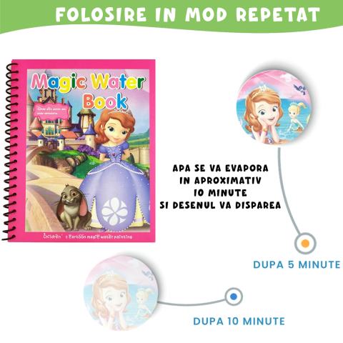 Carte de colorat cu apa Magic Book , Reutilizabila, plina de culori vibrante, Sofia si Iepurasul [3]
