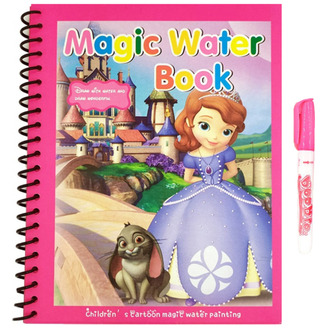 Carti de colorat pe baza de apã - Carte de colorat cu apa Magic Book , Reutilizabila, plina de culori vibrante, Sofia si Iepurasul