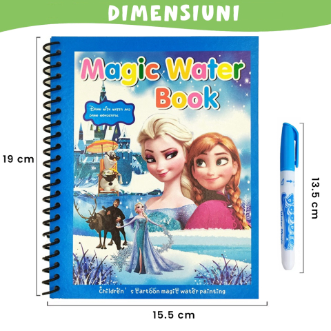 Carte de colorat cu apa Magic Book, Reutilizabila, plina de culori vibrante, Printesa Elsa [2]