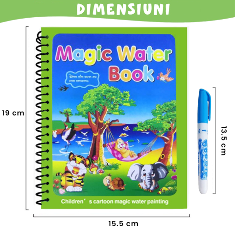 Carte de colorat cu apa Magic Book, Reutilizabila, plina de culori vibrante, Animale [1]
