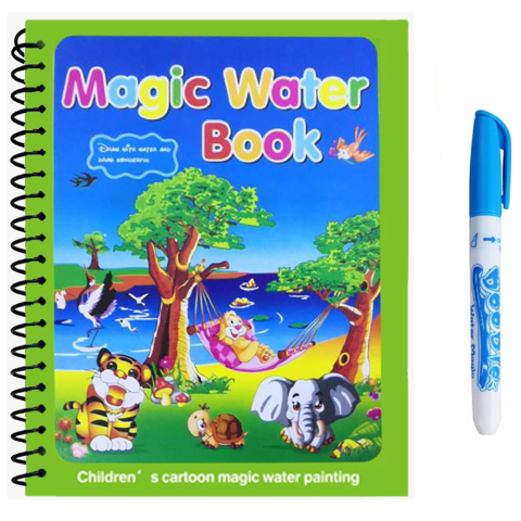 Carti de colorat pe baza de apã - Carte de colorat cu apa Magic Book, Reutilizabila, plina de culori vibrante, Animale