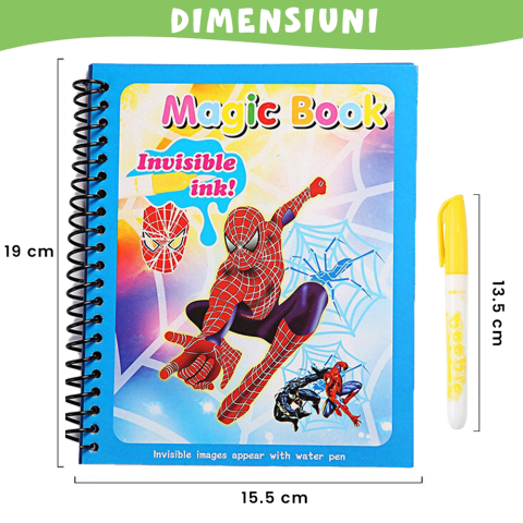 Carte de colorat cu apa Magic Book, Reutilizabila, plina de culori vibrante, Spiderman [2]