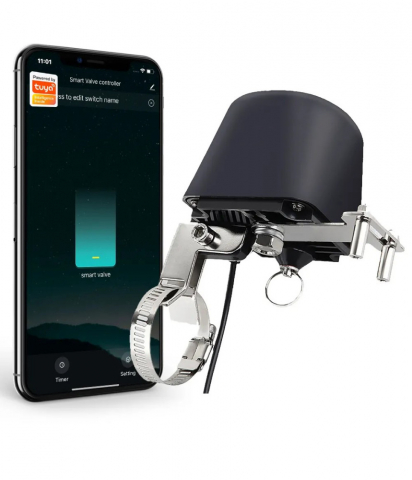 Panouri de control - Electrovalva inteligenta pentru apa sau gaz, aplicatie pe telefon cu notificari push, compatibila tuya, smart life, alexa si Google Home, Negru, @SmartWIZ