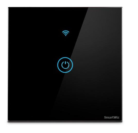 Intrerupatoare inteligente - Intrerupator inteligent cu touch Tuya, Life Smart, Wi-Fi, RF433, cu sau fara nul, 1 canal, 10A, Sticla securizata, compatibil Amazon Alexa/Google Assistant, Negru @SmartWiz