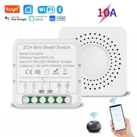 Mini Releu 2 canale, Dimabil banda led, Zigbee, inteligent, programabil, Compatibil cu app Tuya, Smart Life, Control vocal, Alexa, Amazon, Google Home, 10A @SmartWiz [1]