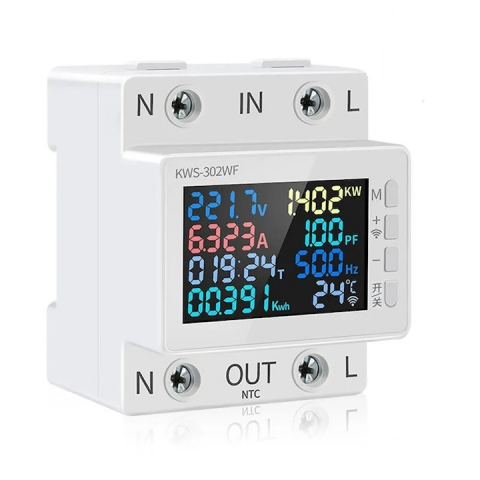Sigurante Wi-Fi - Releu monofazic WIFI, contor de energie inteligent, digital, reglabil, 63A, 230V, protectie subtensiune, supratensiune, suprasarcina, monitorizare KWh, programabil Tuya App @SmartWIZ