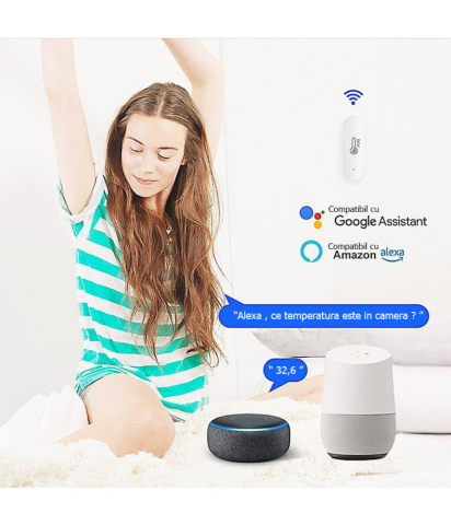 Senzor de temperatura/umiditate, ZigBee, Compatibil cu Tuya/SmartLife/Alexa/Echo/Google Assistant, Negru @SmartWiz [3]