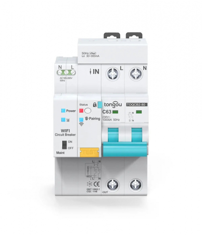 Sigurante Wi-Fi - Siguranta Automata Inteligenta WiFi, RCBO, Tuya/Smartlife, 2P Poli, 1P+N, Trifazat, 63A, Compatibila Google Home si Alexa @SmatWiz