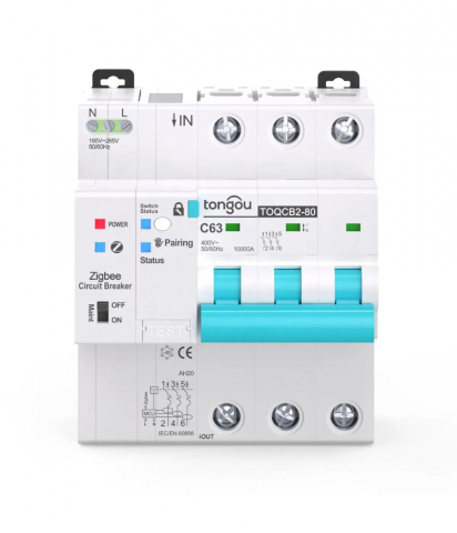 Siguranta Automata Inteligenta ZigBee, Monitorizare Curent, MCB, Tuya/Smartlife, 3P Poli, 2P+N, Trifazat, 63A, Compatibila Google Home si Alexa @SmatWiz [0]