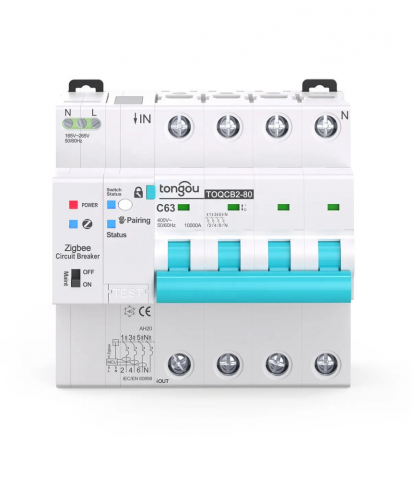 Siguranta Automata Inteligenta ZigBee, Monitorizare Curent, MCB, Tuya/Smartlife, 4P Poli, 3P+N, Trifazat, 63A, Compatibila Google Home si Alexa @SmatWiz [0]