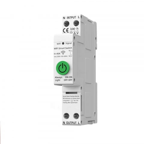 Sigurante Wi-Fi - Siguranta Inteligenta, Wi-Fi, 1-40A, 1P, 1P+N, Monitorizare energie, Protectie Supratensiune/Subtensiune, Programare inteligenta, compatibil Tuya, Smart Life APP @SmartWiz