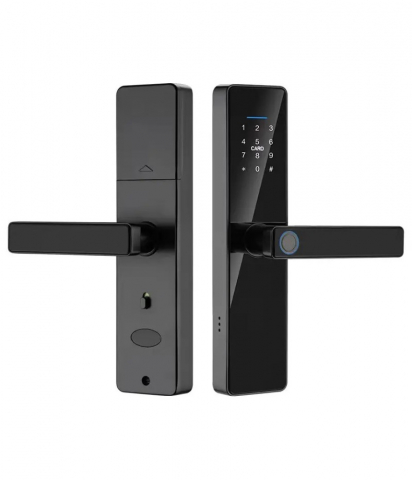 Yala inteligenta, Inchidere digitala a usii, maner Control acces fara cheie, Tuya, Smart Life Control biologic amprenta digitala Inchidere automata Card IC Cod antifurt Usa digitala, negru @ SmartWIz [0]