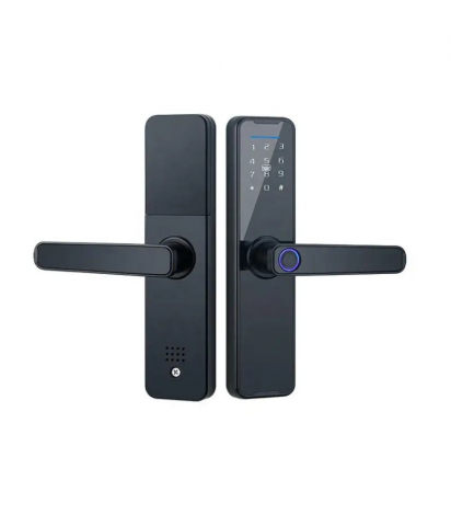 Panouri de control - Yala inteligenta Z7, Inchidere digitala a usii, maner Control acces fara cheie, Tuya, Smart Life Control biologic amprenta digitala Inchidere automata Card IC Cod antifurt Usa digitala, negru @ SmartW