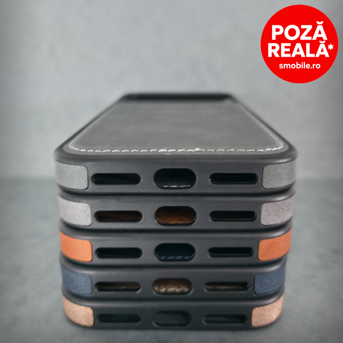 Husa pentru iPhone 17 ProMax - Brown Textura Piele - PREMIUM - MagSafe Inel Magnetic [4]