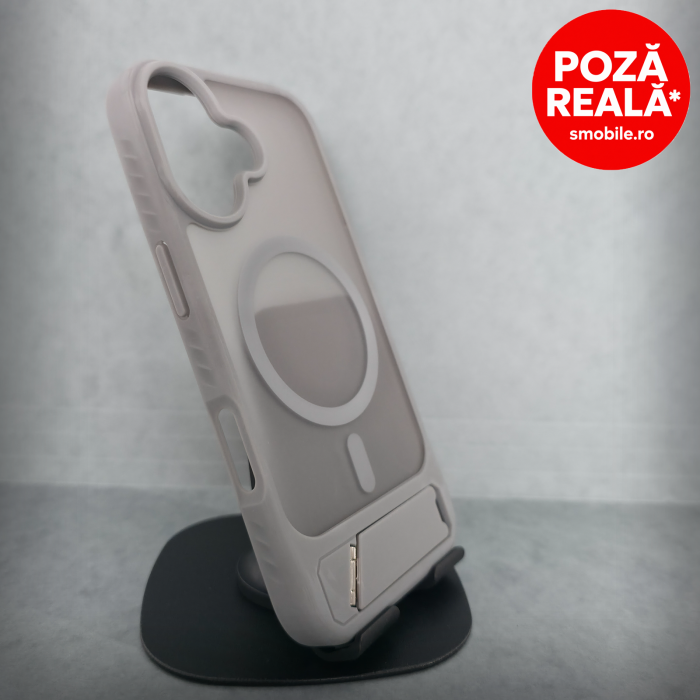 Husa pentru iPhone 16 - Gri Catifelat - MagSafe Inel Magnetic [2]