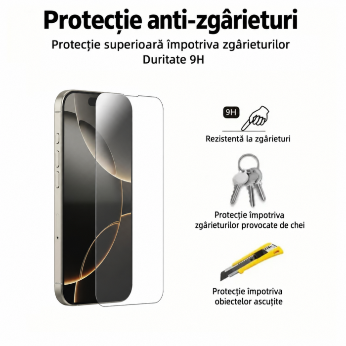 Folie de Sticlă Temperată 9H pentru iPhone 16 [3]