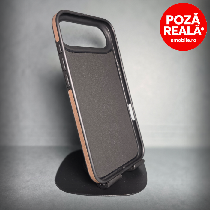 Husa pentru iPhone 17 Air - Crem Textura Piele -  PREMIUM - MagSafe Inel Magnetic [2]