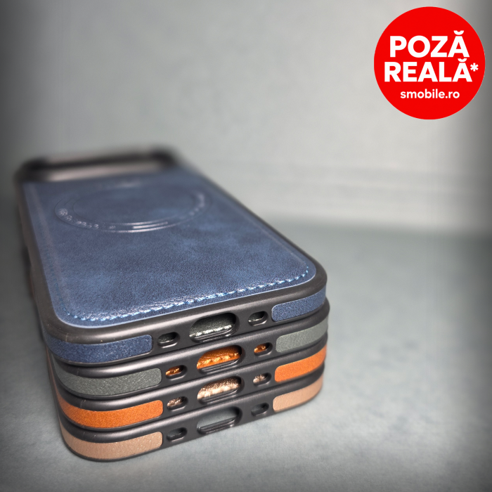 Husa pentru iPhone 17 Air - Maro Textura Piele -  PREMIUM - MagSafe Inel Magnetic [6]