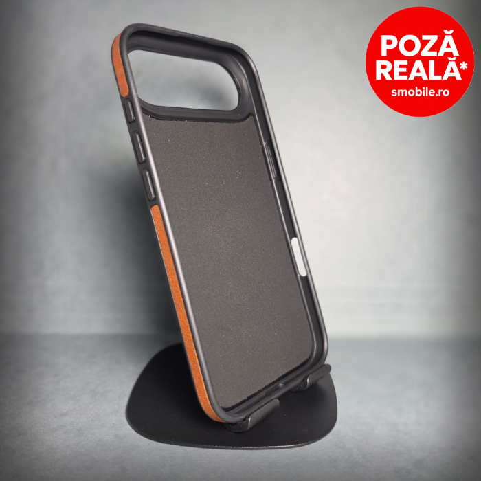Husa pentru iPhone 17 Air - Maro Textura Piele -  PREMIUM - MagSafe Inel Magnetic [2]