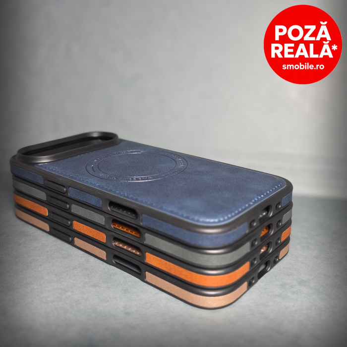 Husa pentru Samsung Galaxy S26 Ultra - Albastru Textura Piele -  PREMIUM - MagSafe Inel Magnetic [5]