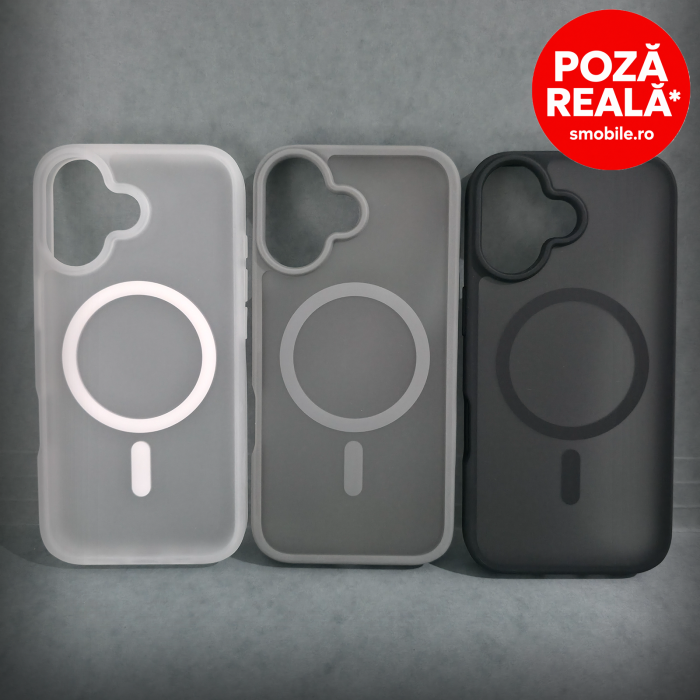 Husa pentru iPhone 16 - Gri Matte - MagSafe Inel Magnetic [7]