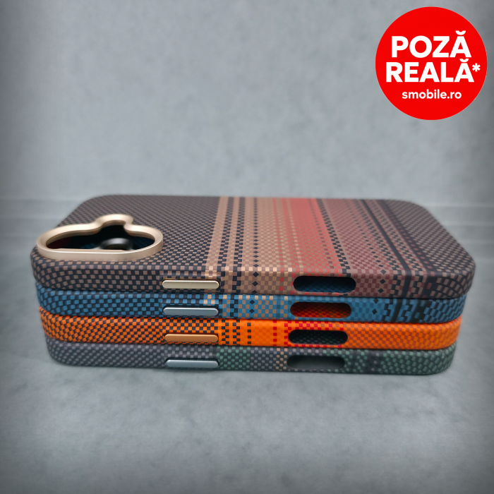Husa pentru iPhone 17 - Brown Ultra Soft - MagSafe Inel Magnetic - Fibra de Carbon [5]