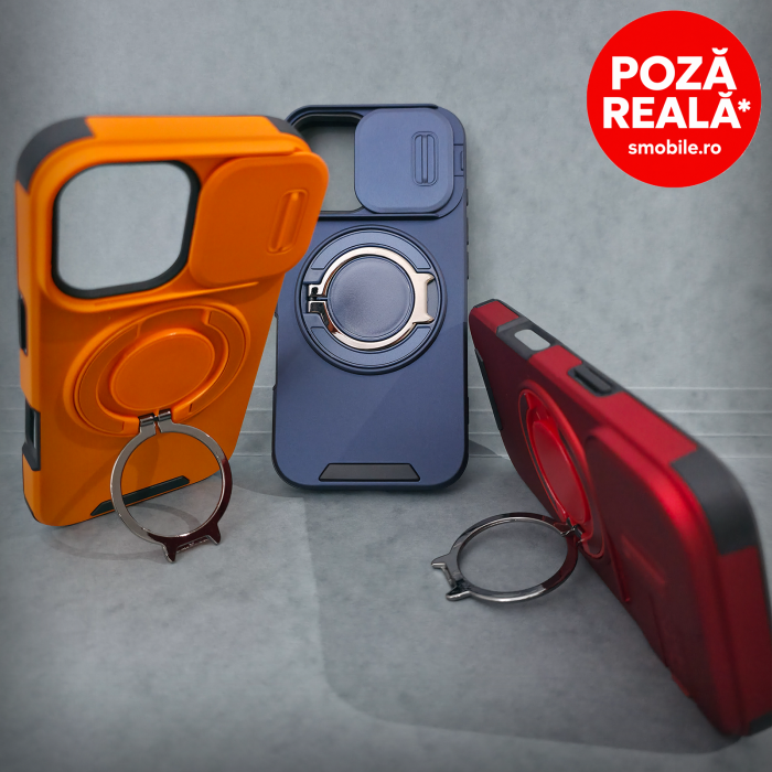 Husa pentru iPhone 17 - Rosu Matte - Protectie Camere - Suport Incorporat [5]