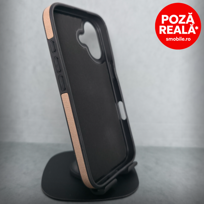 Husa pentru iPhone 16 - DesertGold Textura Piele - PREMIUM - MagSafe Inel Magnetic [2]